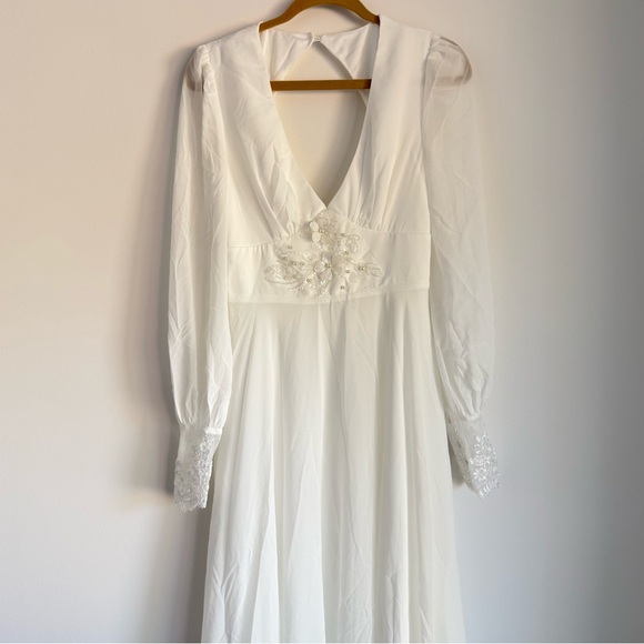 NWT Lulus Angelic Adoration White Backless Maxi Dress Size Medium - Picture 5 of 9